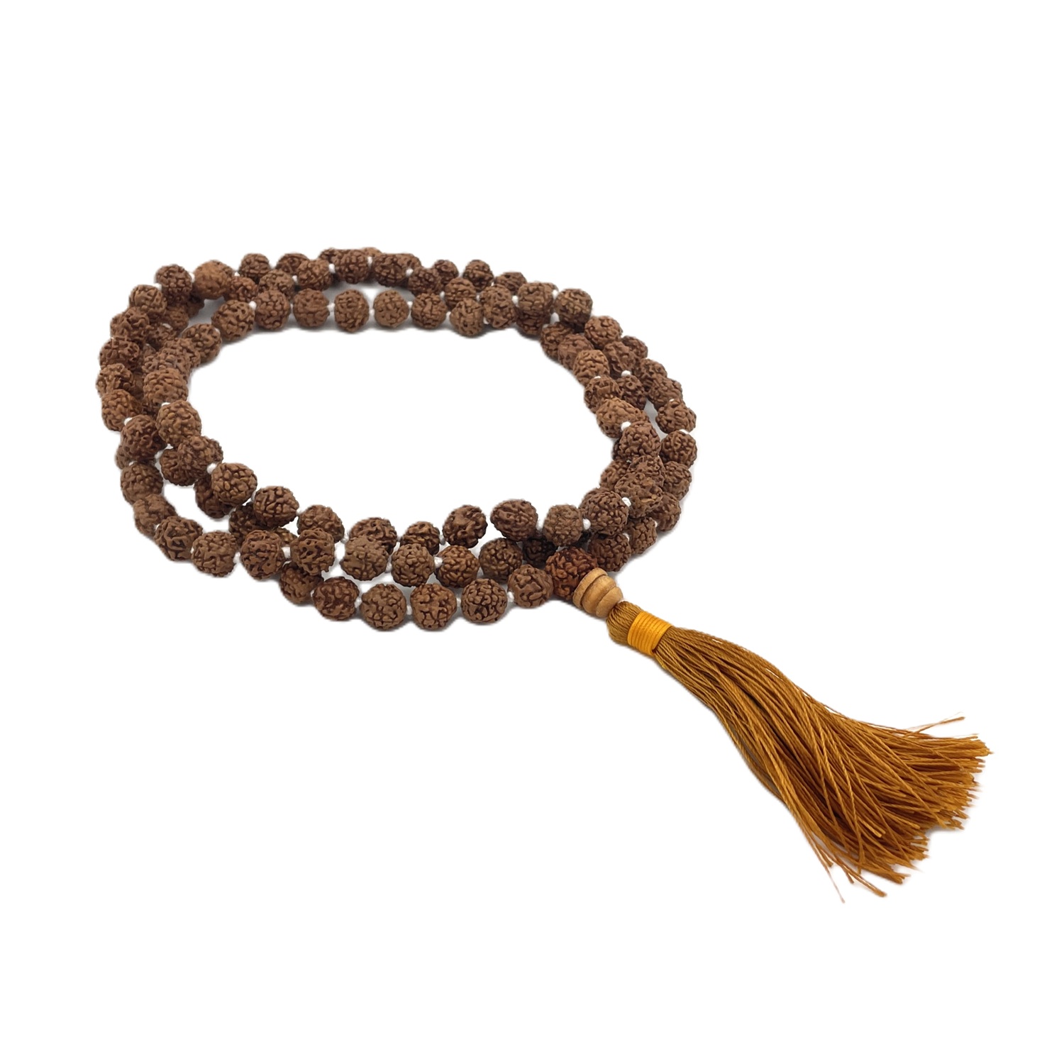 Rudraksha Mala Rudraksha Mala - buddhistische Gebetskette geknotet mit braunem Bommel