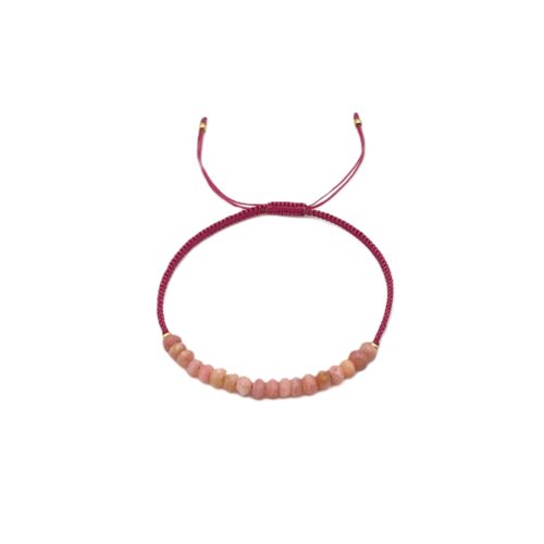 Shambala Armband Andenopal rosa, zur Hälfte geflochten - Draufsicht