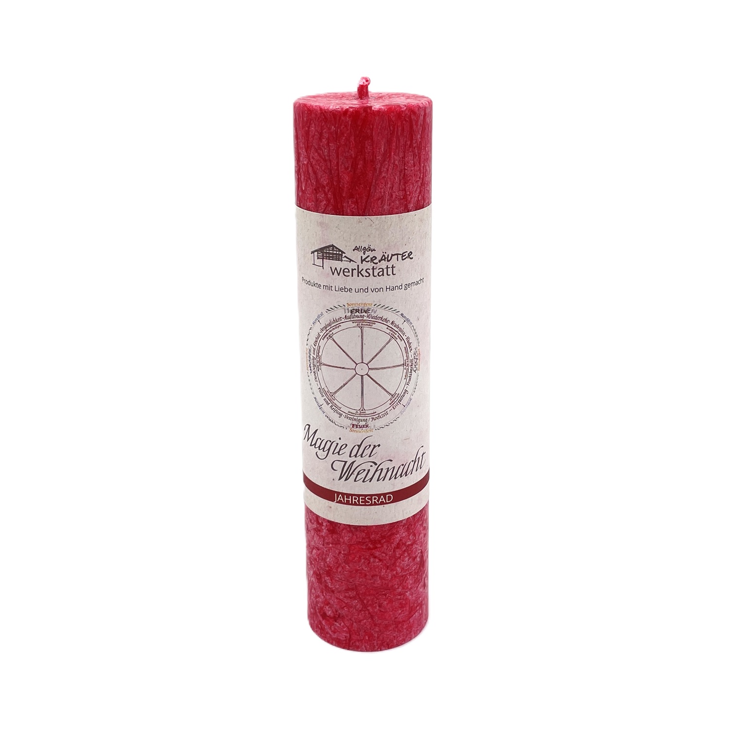 Allgäuer_Kerze_M agi_der_Weihnacht Allgäuer Heilkräuterkerze Thema Magie der Weihnacht, Farbe rot