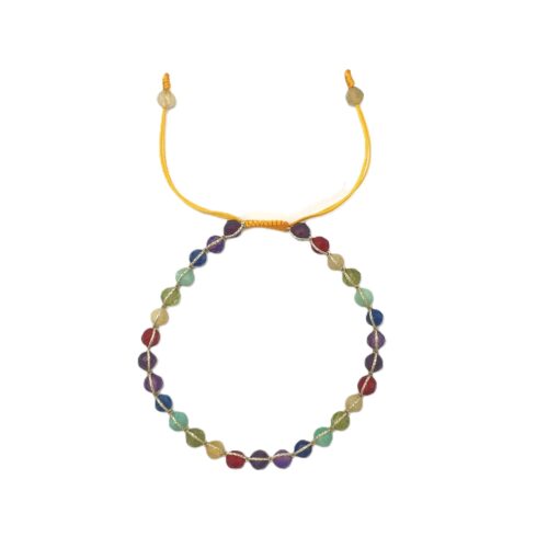 Chakra Armband mit echten Steinen in Silberfaden eingeflochten